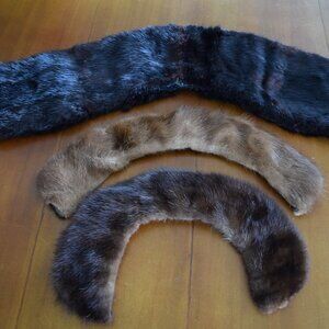 Set of 3 vintage mink fur collar pieces